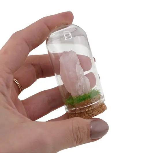Cupola cu cristal natural Cuart roz brut, 65mm, imagine 4