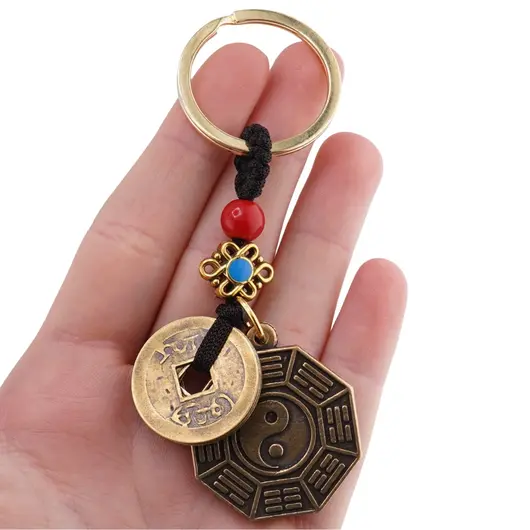 Breloc Feng Shui Amuleta cu nod mistic oglinda bagua si yin yang, 10cm, imagine 2