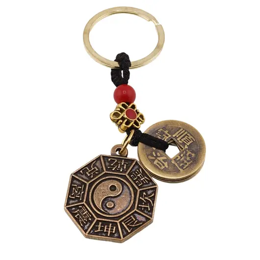 Breloc Feng Shui Amuleta cu nod mistic oglinda bagua si yin yang, 10cm