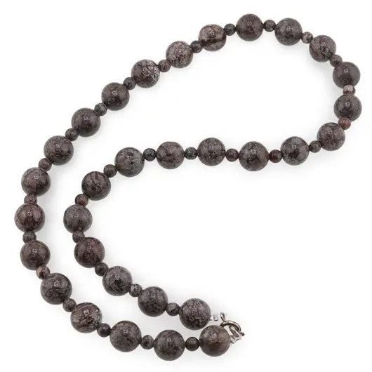 Colier Obsidian fulg de nea maro sfere, 4-10mm