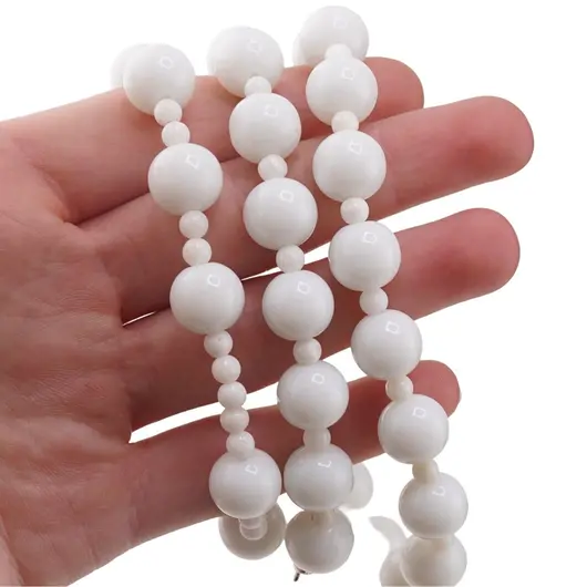 Set colier si bratara sfere Coral 4mm si Onix alb 10mm, imagine 4
