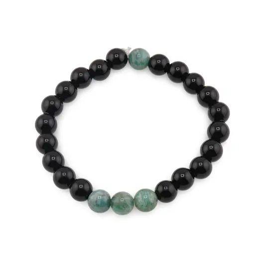 Bratara pe elastic Obsidian si Amazonit, 8mm