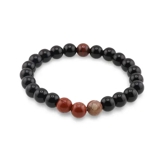 Bratara pe elastic Obsidian si Jasp rosu, 8mm, imagine 2