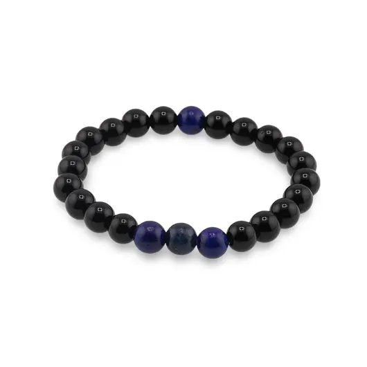 Bratara pe elastic Obsidian si Lapis Lazuli, 8mm, imagine 2