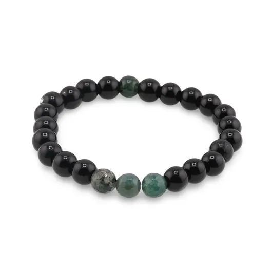 Bratara pe elastic Obsidian si Mossagat, 8mm, imagine 2