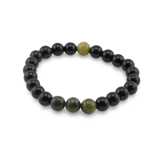 Bratara pe elastic Obsidian si Nefrit, 8mm, imagine 2
