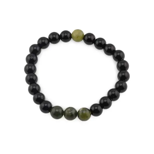 Bratara pe elastic Obsidian si Nefrit, 8mm
