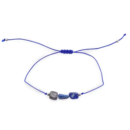 Bratara reglabila cu snur si Lapis Lazuli neregulat 6-10mm