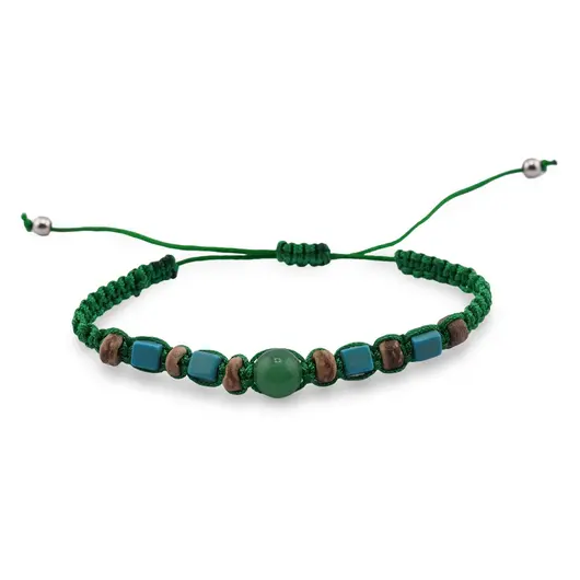 Bratara reglabila cu snur verde si Aventurin sfera 8mm, imagine 2
