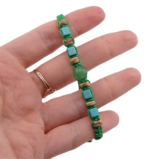 Bratara reglabila cu snur verde si Aventurin sfera 8mm, imagine 3