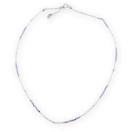 Colier Agat mov si margele miyuki albe, 2mm