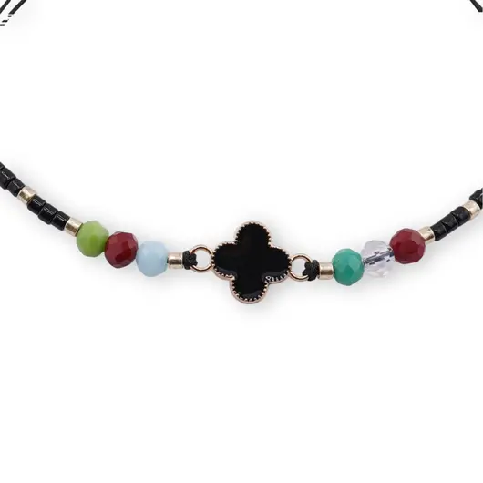 Bratara cu nod culisant, margele colorate si cruce neagra, imagine 2