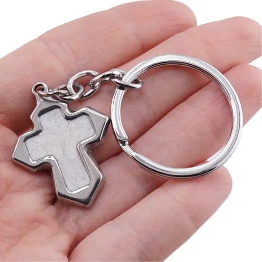 Breloc cu cruce argintie, 9cm, imagine 3