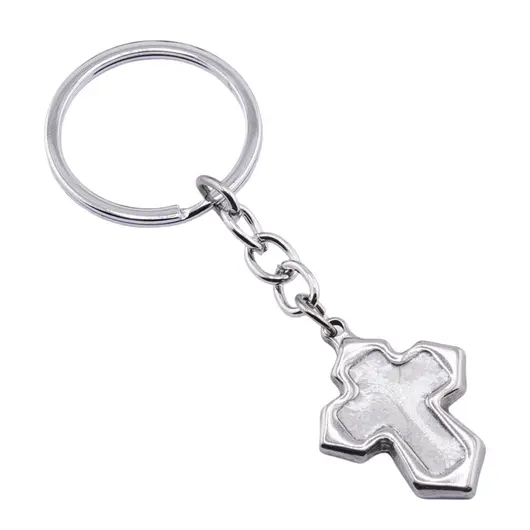 Breloc cu cruce argintie, 9cm
