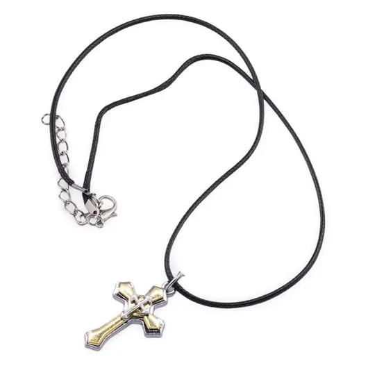 Colier cu pandantiv cruce pe trei straturi, 38mm