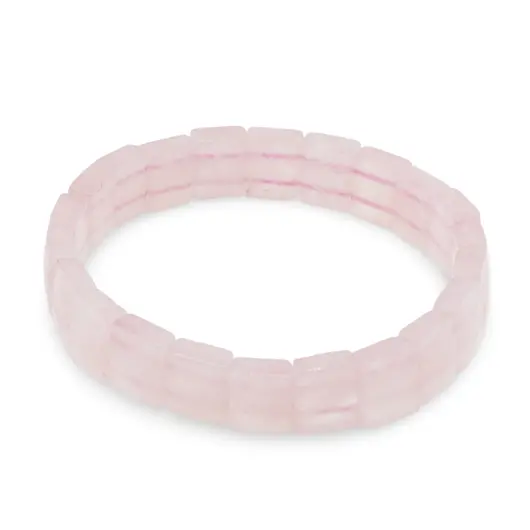 Bratara lata cuart roz pe elastic, dreptunghiuri