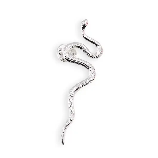 Brosa argintie model sarpe - 7cm, imagine 2