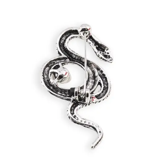 Brosa argintie model sarpe rasucit - 4,7cm, imagine 3