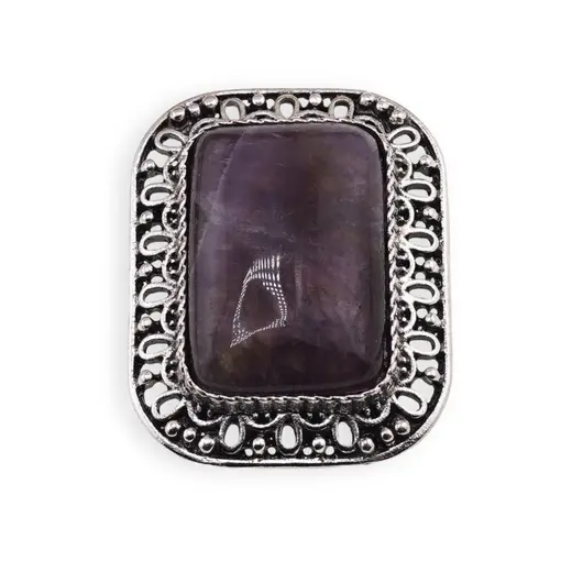Brosa dreptunghiulara cu Ametist, 40x30mm
