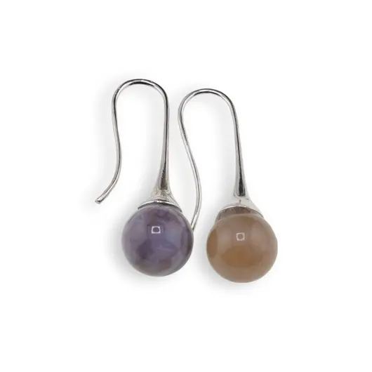 Cercei argintii cu agatatoare, Agat indian sfere 10mm