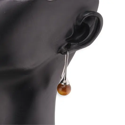 Cercei argintii cu agatatoare, Ochi de tigru sfere 10mm, imagine 2