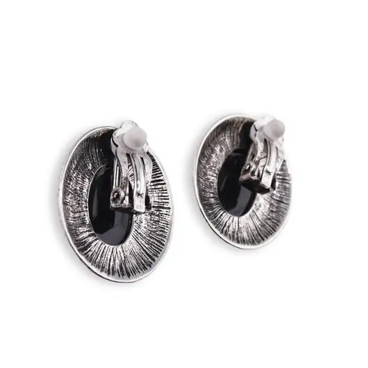 Cercei cu clipsuri Scoica Abalone in montura argintie - model oval, 27mm, imagine 2