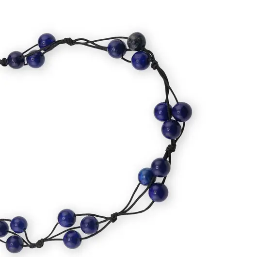 Colier confectionat manual pe snur cu Lapis Lazuli sfere, 8mm, imagine 2