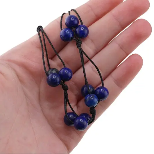 Colier confectionat manual pe snur cu Lapis Lazuli sfere, 8mm, imagine 4