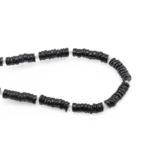 Colier Turmalina neagra rondele 4mm si Cristal de stanca sfere fatetate 2mm, imagine 2