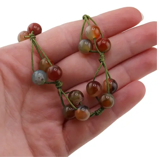 Colier confectionat manual pe snur cu Agat multicolor sfere, 8mm, imagine 4