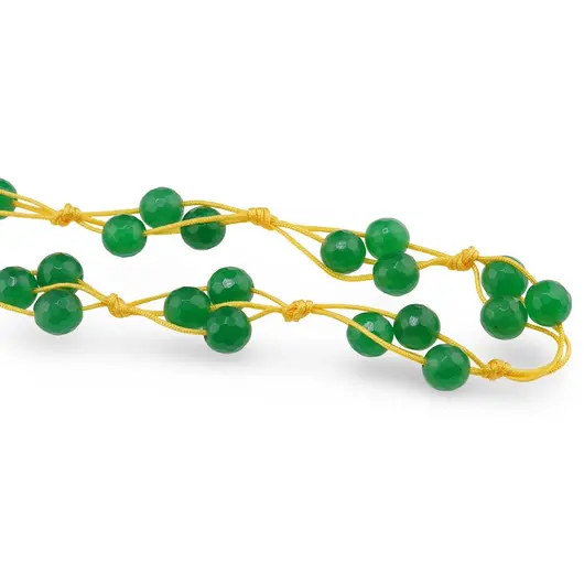 Colier confectionat manual pe snur cu Agat verde sfere fatetate, 8mm, imagine 2