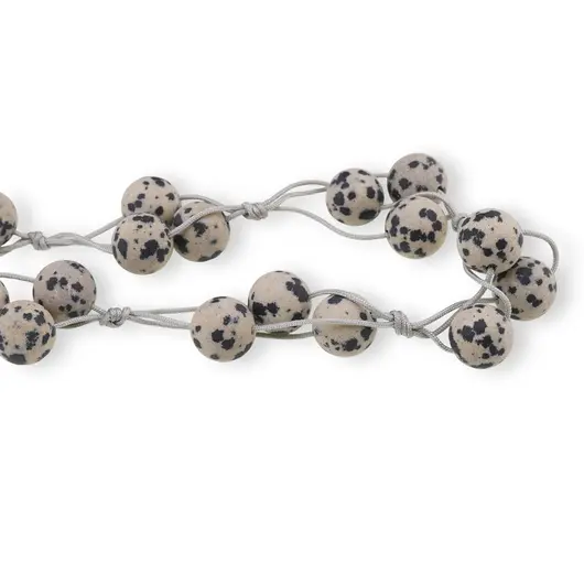 Colier confectionat manual pe snur cu Jasp dalmatian mat sfere, 10mm, imagine 2