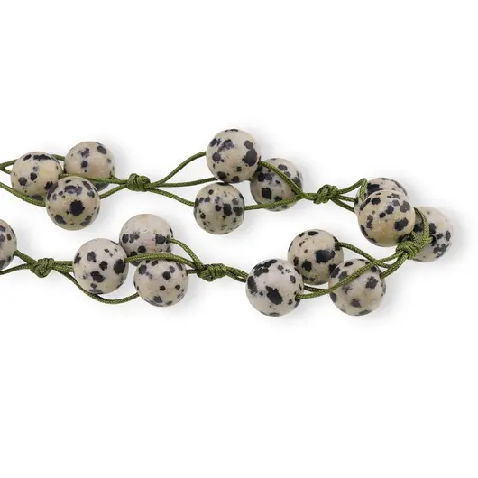 Colier confectionat manual pe snur cu Jasp dalmatian sfere, 10mm, imagine 2
