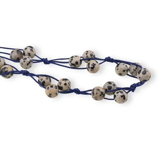 Colier confectionat manual pe snur cu Jasp dalmatian sfere, 8mm, imagine 2