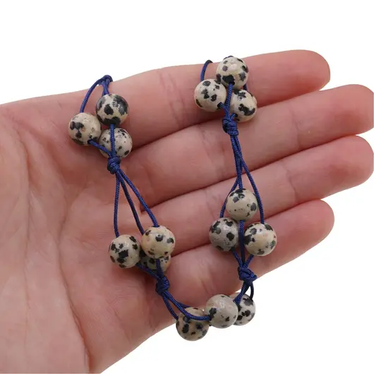 Colier confectionat manual pe snur cu Jasp dalmatian sfere, 8mm, imagine 4