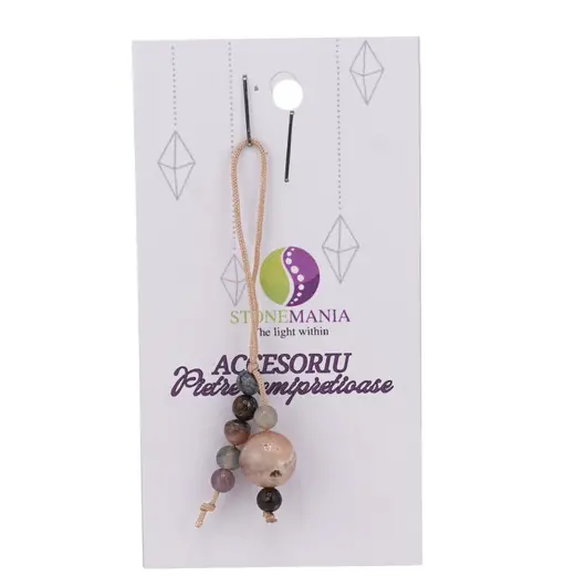 Accesoriu cu pietre semipretioase Agat Crazy Lace sfera 10mm si mix cristale 4mm