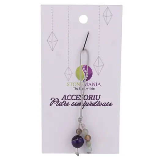 Accesoriu cu pietre semipretioase Agat mov sfera 8mm si mix cristale 4mm