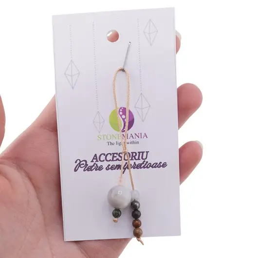 Accesoriu cu pietre semipretioase Agat natural sfera 10mm si mix cristale 4mm, imagine 3