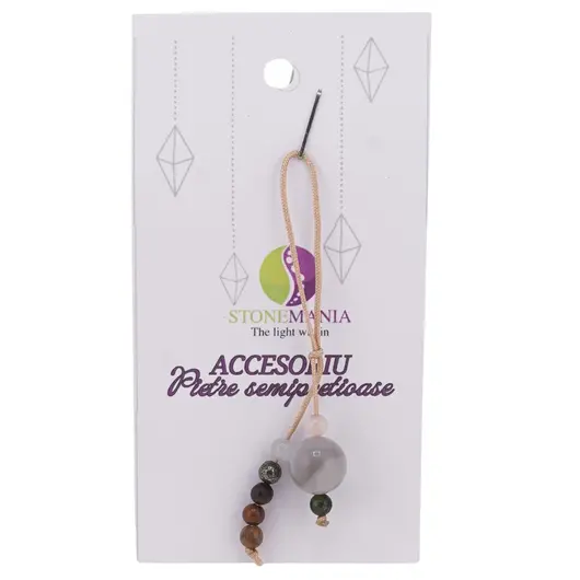 Accesoriu cu pietre semipretioase Agat natural sfera 10mm si mix cristale 4mm