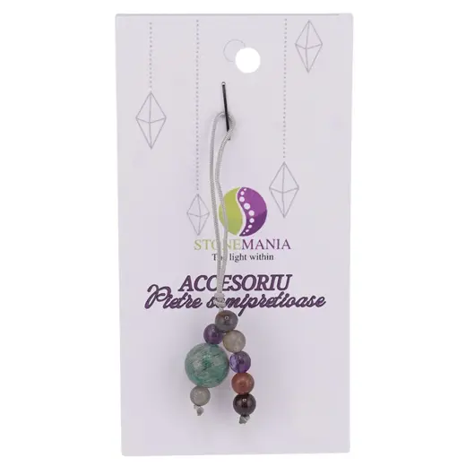 Accesoriu cu pietre semipretioase Amazonit Rusia sfera 10mm si mix cristale 4mm