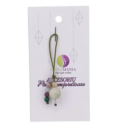 Accesoriu cu pietre semipretioase Amazonit sfera 10mm si mix cristale 4mm