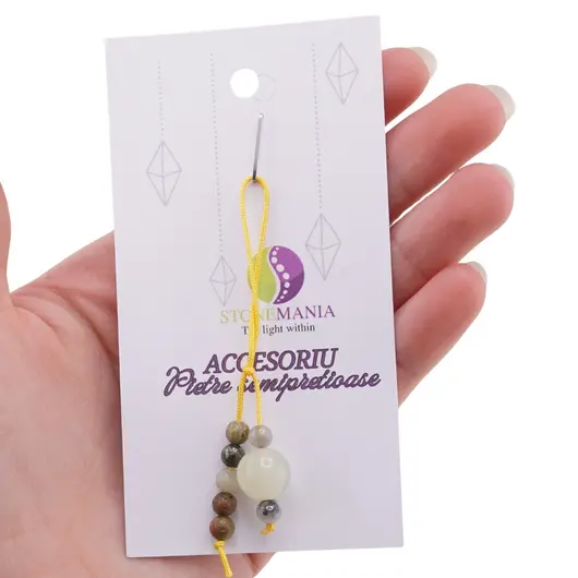 Accesoriu cu pietre semipretioase Jadeit sfera 10mm si mix cristale 4mm, imagine 3