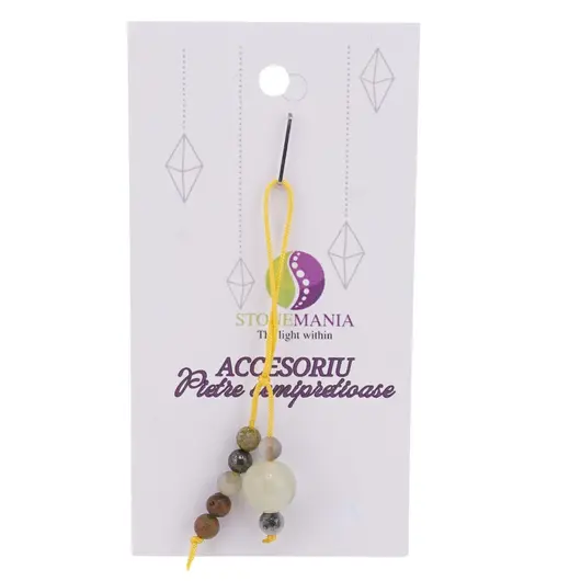Accesoriu cu pietre semipretioase Jadeit sfera 10mm si mix cristale 4mm