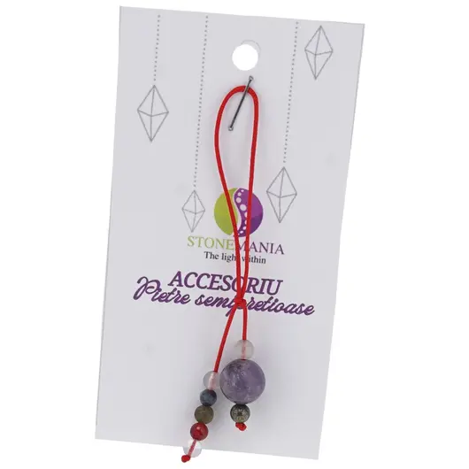 Accesoriu cu pietre semipretioase Lepidolit sfera 10mm si mix cristale 4mm