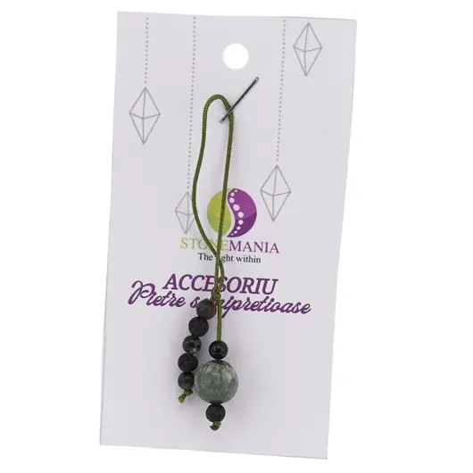 Accesoriu cu pietre semipretioase Serafinit sfera 10mm si mix cristale 4mm