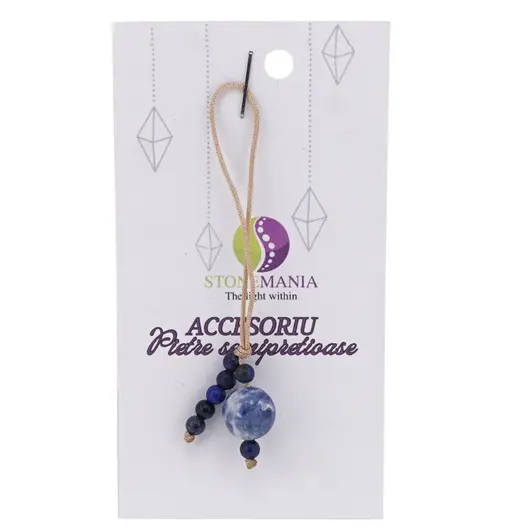 Accesoriu cu pietre semipretioase Sodalit sfera 10mm si Lapis lazuli 4mm
