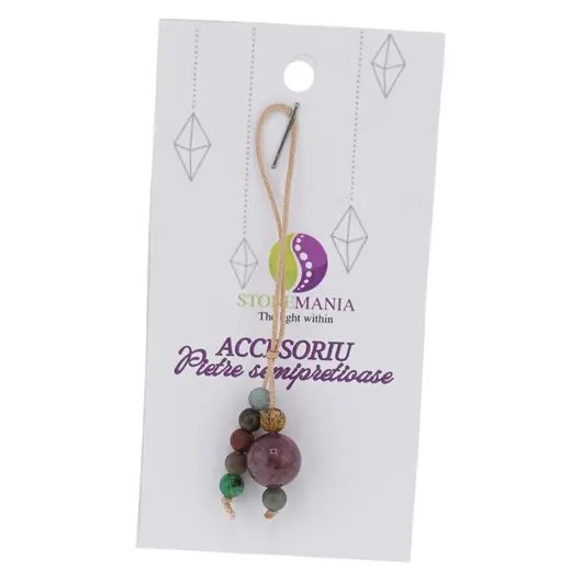 Accesoriu cu pietre semipretioase Turmalina sfera 10mm si mix cristale 4mm