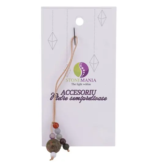 Accesoriu cu pietre semipretioase Unakit sfera 10mm si mix cristale 4mm