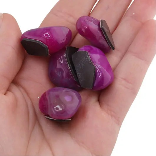 Magnet Agat roz rulat, 15-20mm, imagine 3