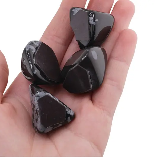 Magnet Obsidian fulg de nea rulat, 20-25mm, imagine 3